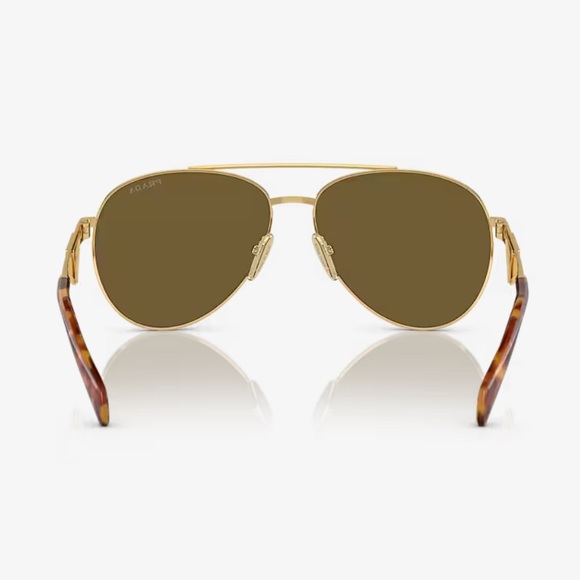 Prada Aviator Sunglasses Unisex Gold/Dark Brown Pilot ππ - Picture 10 of 14